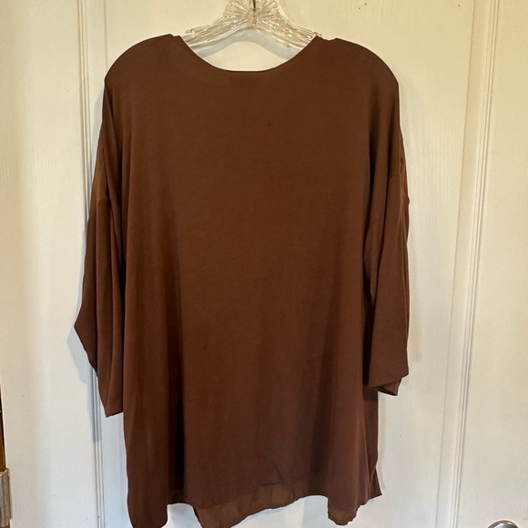 j. jill Women’s brown v neck oversized drop shoulder blouse size xl - Picture 3 of 6